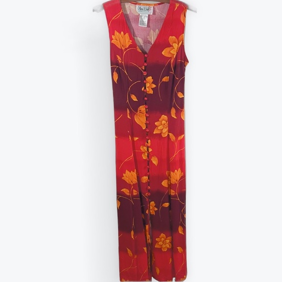 Olivia Rose Dresses & Skirts - Oliva Rose Tropical Red and Orange Floral Sleeveless Back Tie Dress Size 8M
